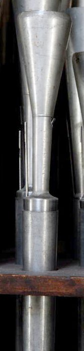 A single 8-foot hautbois (oboe) reed pipe photographed for tonal reference